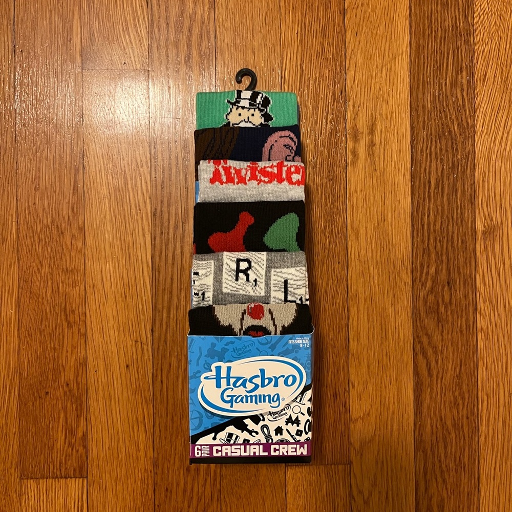 New Hasbro Gaming Crew Socks Sz 8-12 Monopoly Twister Sorry Operation Potato